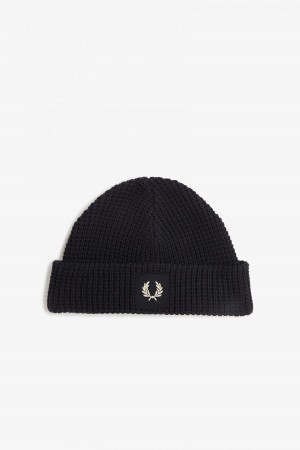 Bonnet Fred Perry Waffle Knit Accessories Noir | FRQAV77086