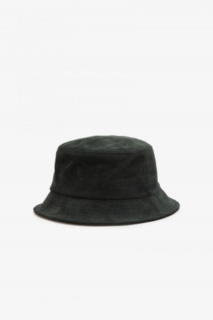 Chapeau Fred Perry Waffle Cord Bucket Accessories Vert Noir | FFRUI44903