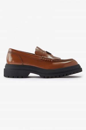 Chaussure Fred Perry Cuir Loafer Homme Tan | FREGJ90777