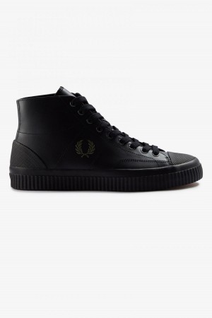 Chaussure Fred Perry Mid Hughes Femme Noir Vert | PFRER17523