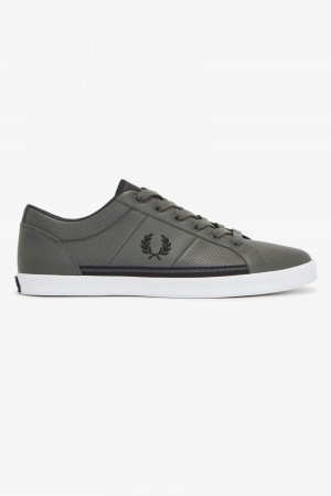 Chaussure Fred Perry Perforated Baseline Homme Vert Noir | ZFRMJ32899