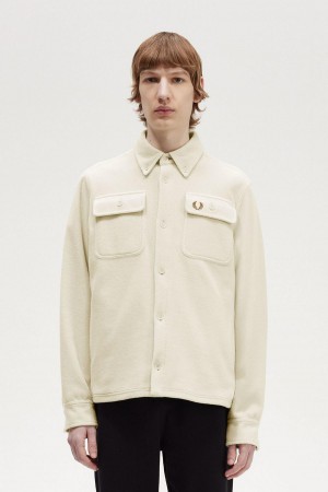 Chemises Fred Perry Fleece Homme Oatmeal | GFRUC91856