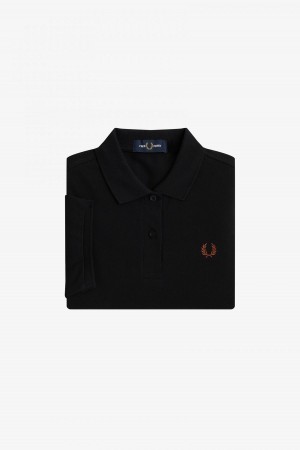 Fred Perry Shirt Fred Perry G6000 Femme Noir Marron | FRXMI82874