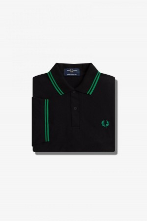 Fred Perry Shirt Fred Perry M12 Homme Noir Vert Vert | FRJZR90171