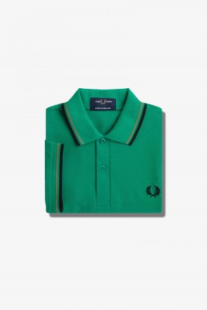 Fred Perry Shirt Fred Perry M12 Homme Vert Vert Noir | GFREC27902