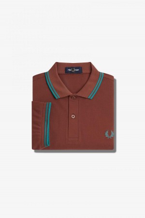 Fred Perry Shirt Fred Perry M3600 Homme Marron Menthe Foncé Menthe Foncé | TFRPQ84678