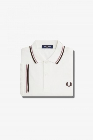 Fred Perry Shirt Fred Perry M3600 Homme Blanche Rose Foncé | FRIIZ86938