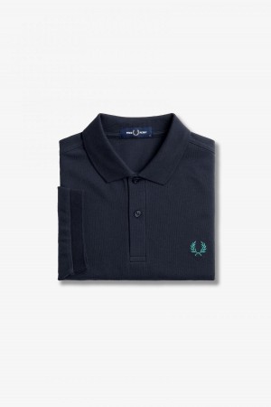 Fred Perry Shirt Fred Perry M6000 Homme Bleu Marine Menthe Foncé | SFRNY75562