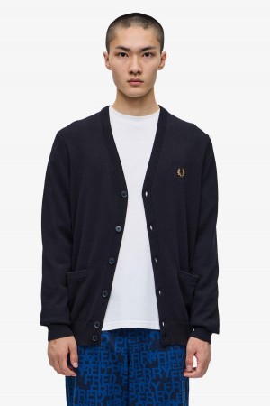 Knitwear Fred Perry Classiche Cardigan Homme Bleu Marine | GFREC40587