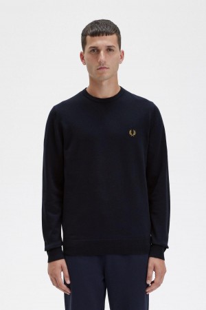 Knitwear Fred Perry Classiche Crew Neck Jumper Homme Bleu Marine | SFRVO98810