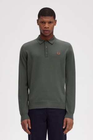 Knitwear Fred Perry Classiche Tricoté Shirt Homme Vert | EFRVG48712