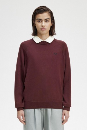 Knitwear Fred Perry Crew Neck Jumper Femme Oxblood | FRZPD24377