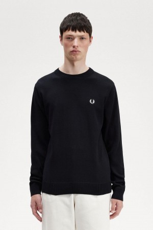 Knitwear Fred Perry Graphique Laurel Wreath Jumper Homme Noir | FRZDE63184