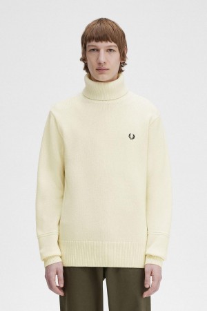 Knitwear Fred Perry Tricoté Roll Neck Jumper Homme Ecru | BFRSO16392