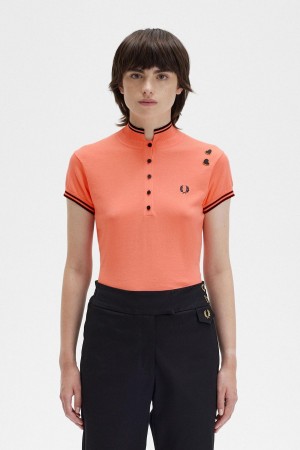 Knitwear Fred Perry Tricoté Shirt Femme Corail | FRDYB14060