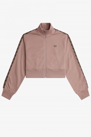 Manteaux Fred Perry Cropped Taped Femme Rose Foncé | SFRVO33701