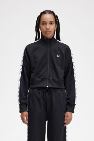 Manteaux Fred Perry Cropped Taped Femme Noir | LFRSX42881