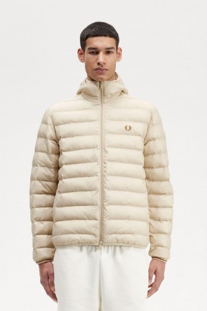 Manteaux Fred Perry Encapuchonné Insulated Homme Oatmeal | PFRER91321