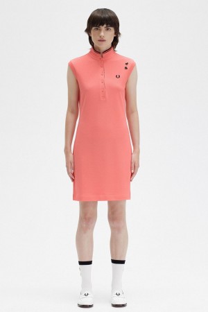 Peignoir Fred Perry Printed Trim Piqué Femme Corail | FRZDE16545