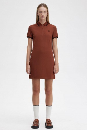 Peignoir Fred Perry Twin Tipped Fred Perry Shirt Femme Marron Noir Noir | ZFRMJ52989