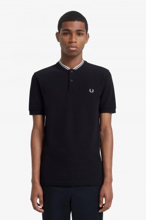 Polos Fred Perry Bomber Collar Polo Shirt Homme Noir | FRZDE14210