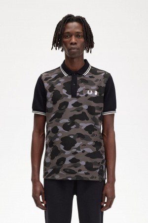 Polos Fred Perry Camouflage Fred Perry Shirt Homme Noir | FFRHY93629