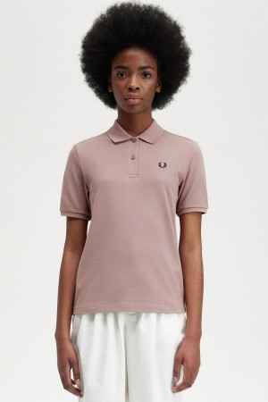 Polos Fred Perry G6000 Femme Rose Foncé Noir | UFRTG47671