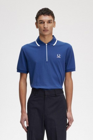 Polos Fred Perry Half Zip Polo Shirt Homme Bleu Royal Bleu | DFRVO95543