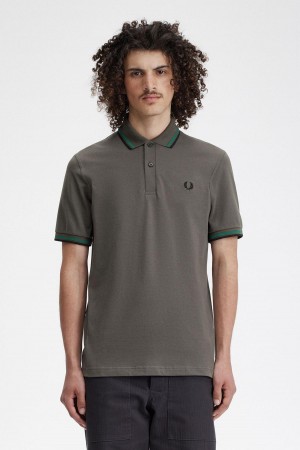 Polos Fred Perry M12 Homme Vert Vert Noir | FRDYB38853