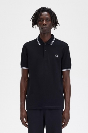 Polos Fred Perry M3600 Homme Noir Blanche Blanche | FRCIF35245