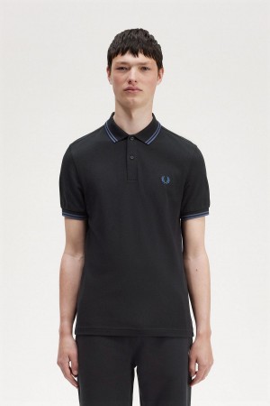 Polos Fred Perry M3600 Homme Noir Bleu Bleu | PFRQX26312