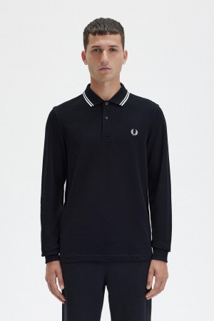 Polos Fred Perry M3636 Homme Noir Blanche Blanche | FFRUI72068