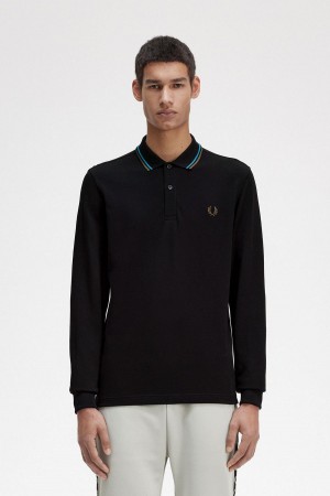 Polos Fred Perry M3636 Homme Noir Bleu Vert | BFRSD77605