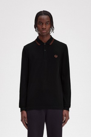 Polos Fred Perry M3636 Homme Noir Marron Marron | XFRBH33850