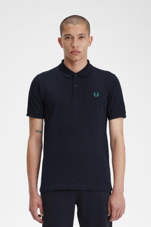 Polos Fred Perry M6000 Homme Bleu Marine Menthe Foncé | FRZDE45307