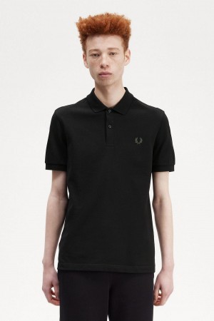 Polos Fred Perry M6000 Homme Noir Vert | UFRTG35387