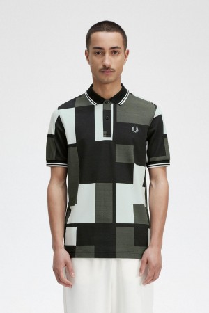 Polos Fred Perry Pixel Print Fred Perry Shirt Homme Noir | YFRGT55613