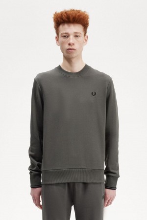 Survêtement Fred Perry Crew Neck Sweatshirt Homme Vert | LFRSX69753