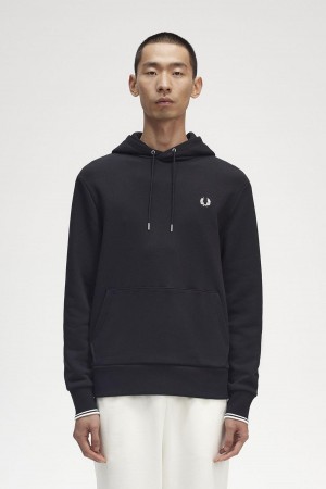 Survêtement Fred Perry Tipped Encapuchonné Sweatshirt Homme Noir | FRIIZ37444