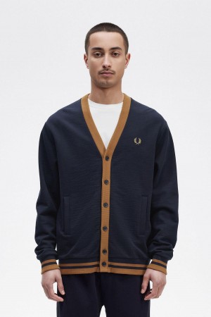 Sweats Fred Perry Button Through Homme Bleu Marine | GFREC29717