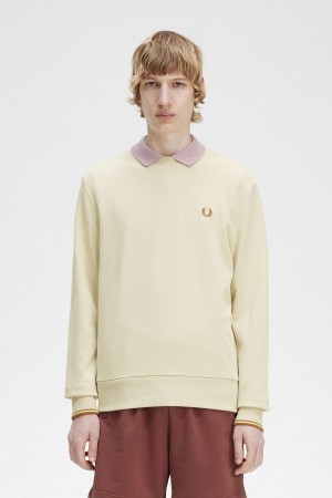 Sweats Fred Perry Crew Neck Homme Oatmeal | FRFRX79247