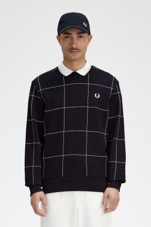 Sweats Fred Perry Grid Detail Homme Noir | TFRPQ90361