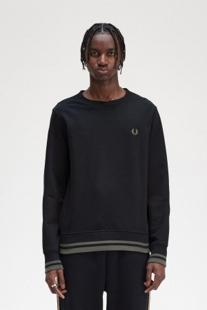 Sweats Fred Perry Rib Detail Homme Noir | FRQCS19090