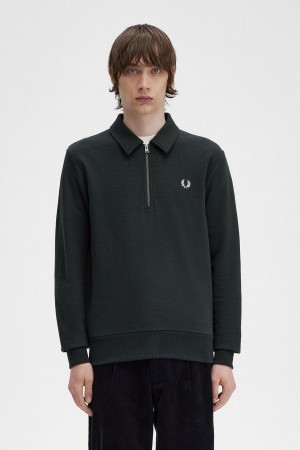 Sweats Fred Perry Zip Neck Collar Homme Vert | FRIIZ72359