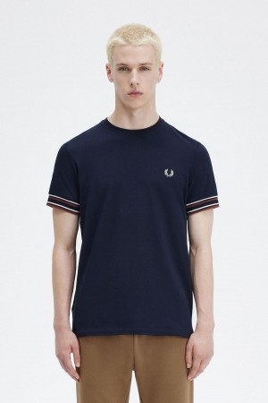 T Shirts Fred Perry Bold Tipped Piqué Homme Bleu Marine | SFRVO52000