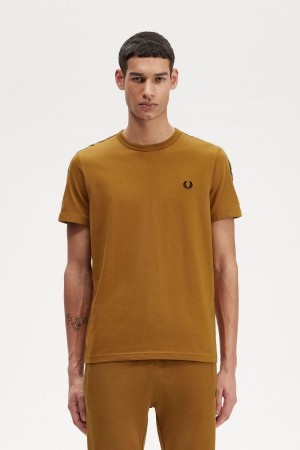 T Shirts Fred Perry Contrast Tape Ringer Homme Noir | AFRWC97176