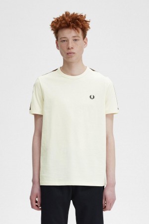 T Shirts Fred Perry Contrast Tape Ringer Homme Marron | FRZDE16768