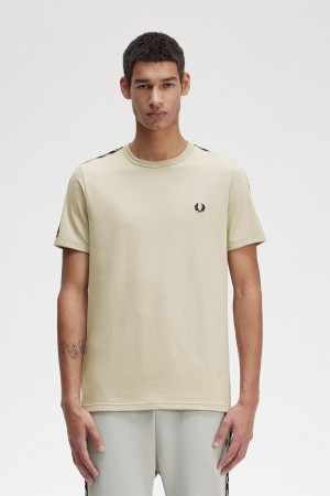 T Shirts Fred Perry Contrast Tape Ringer Homme Noir Noir | EFRVG65836