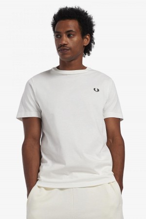 T Shirts Fred Perry Crew Neck Homme Blanche | ZFRMJ57856