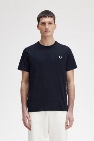 T Shirts Fred Perry Crew Neck Homme Bleu Marine | YFRVQ42374